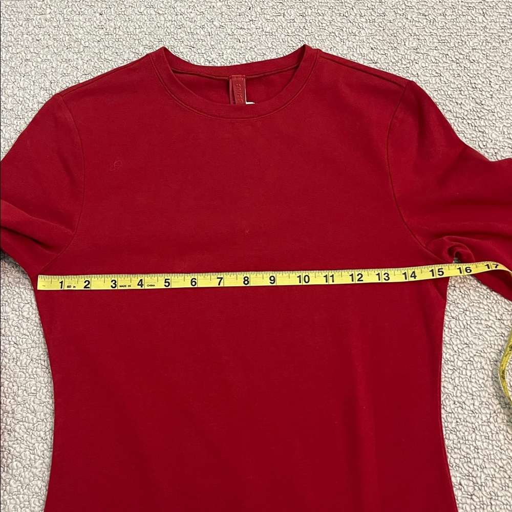 Skims Cotton Jersey Long Sleeve T-Shirt in Brick - Picture 10 of 10